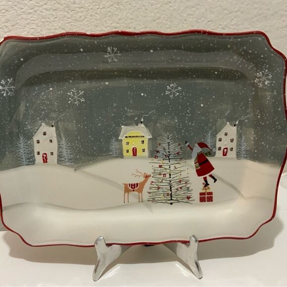 New Ten Strawberry Street Christmas square Platter 16x11.5 in - Picture 1 of 5